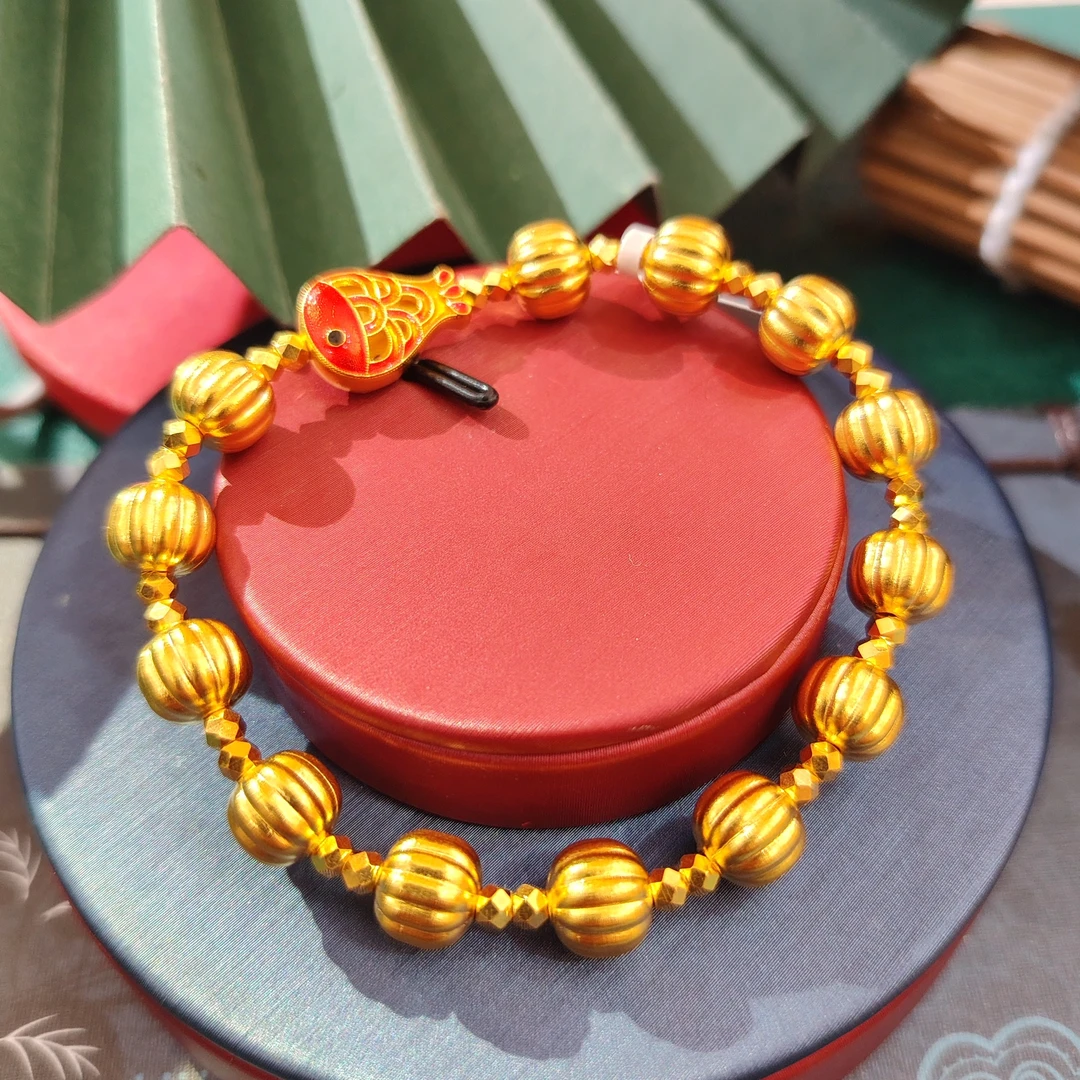 足金999珐琅年年有鱼锦鲤南瓜手串