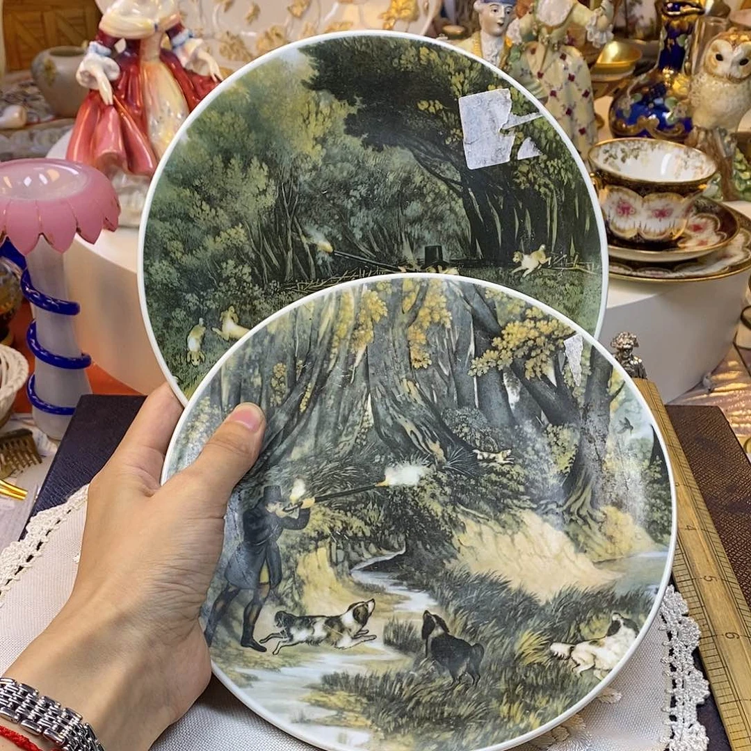 瓷片咖啡杯水晶杯摆件