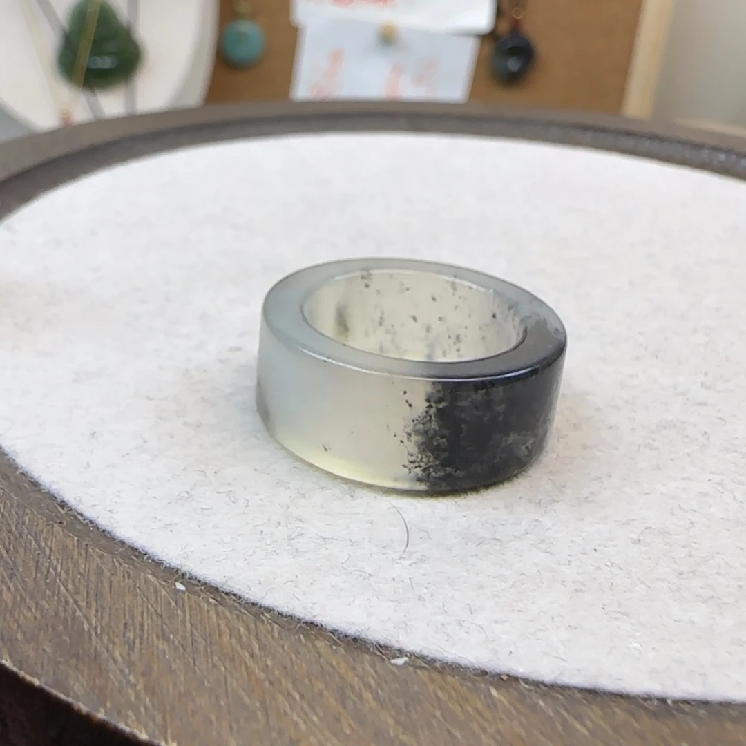 蛇纹石玉未镶嵌戒指14码