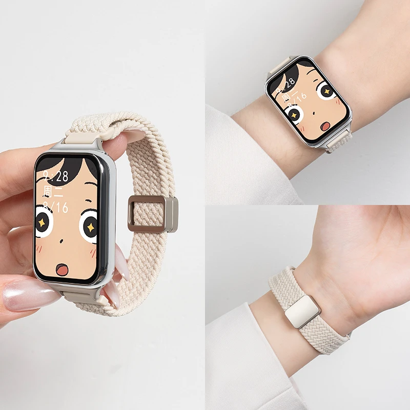 适用小米手环9Pro表带8/7Pro手环红米watch5/4尼龙编织表带磁吸