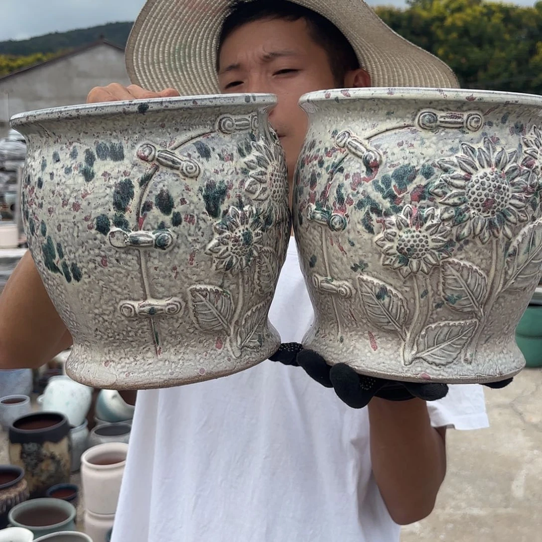 旗袍太阳花两个口径20高度20