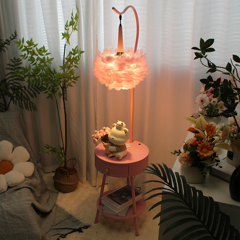 儿童房台灯简约轻奢客厅氛围奶油沙发钓鱼灯立式床头柜落地灯一体