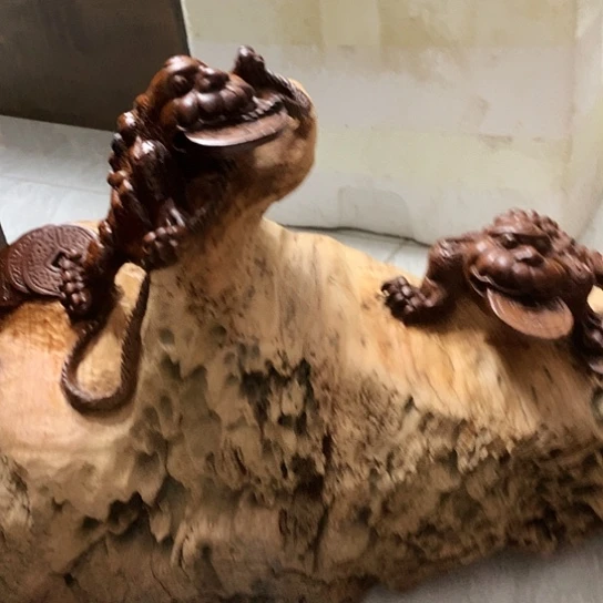 潮***然木金蟾家居摆件纯手工