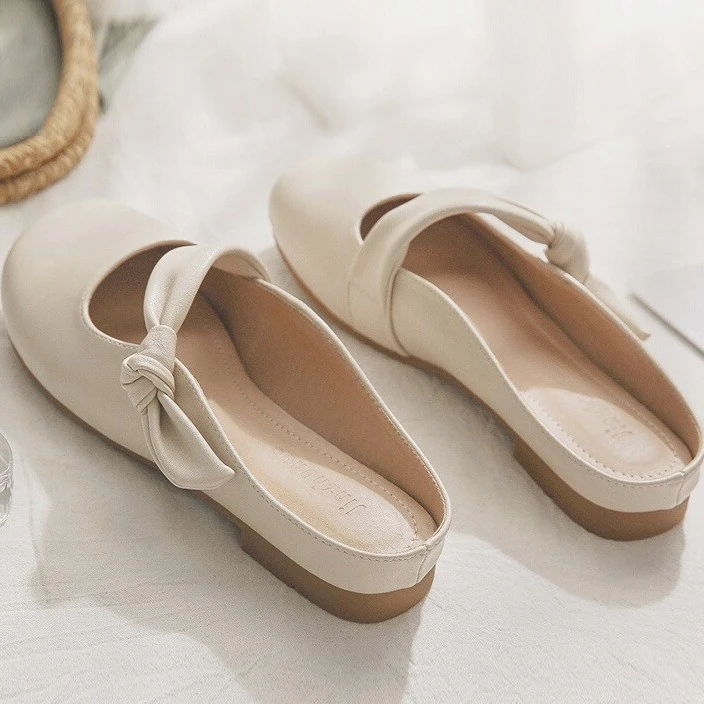 羊皮版~一脚蹬懒人鞋法式配裙子的包头半拖鞋女夏季外穿2025新款