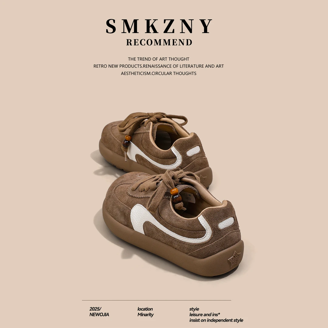 美拉德厚底德训鞋女港风复古秋冬女鞋百搭高级感真皮运动休闲板鞋