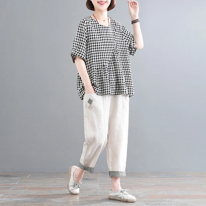 夏季大码女装2025新款中年妈妈装夏装时尚气质洋气棉质套装短袖两