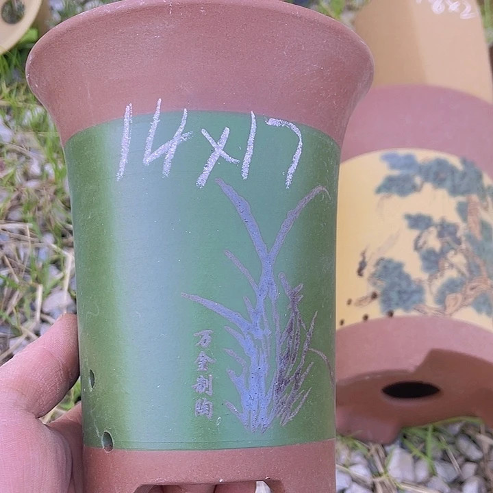 紫砂花盆口径14高度17 一个