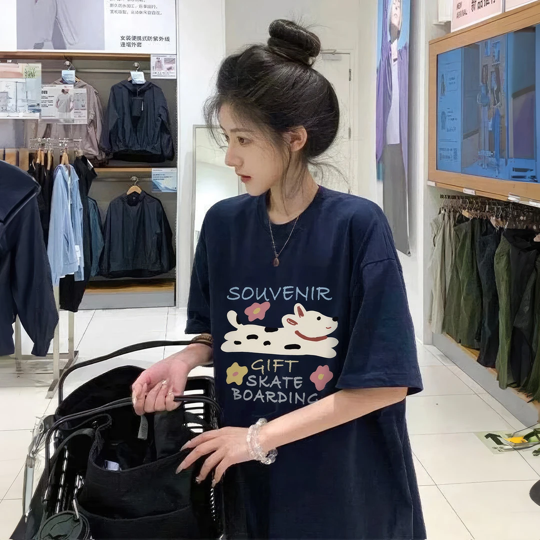 夏季显瘦短袖t恤百搭半袖宽松型时尚圆领2-300斤大码女装胖MM上衣