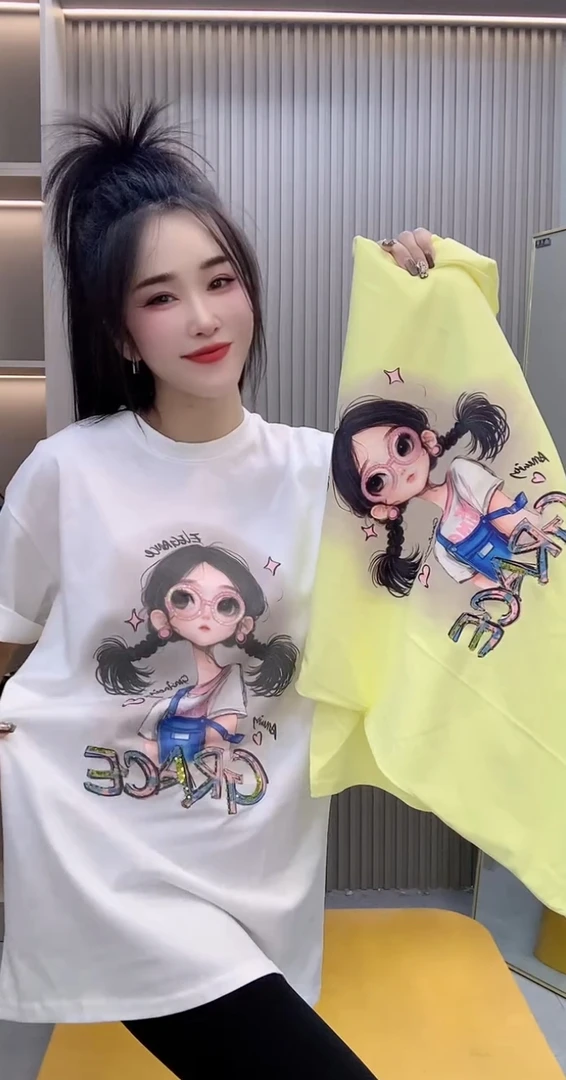 夏季新款插肩短袖t袖时尚洋气休闲显瘦百搭上衣欧货2025图案