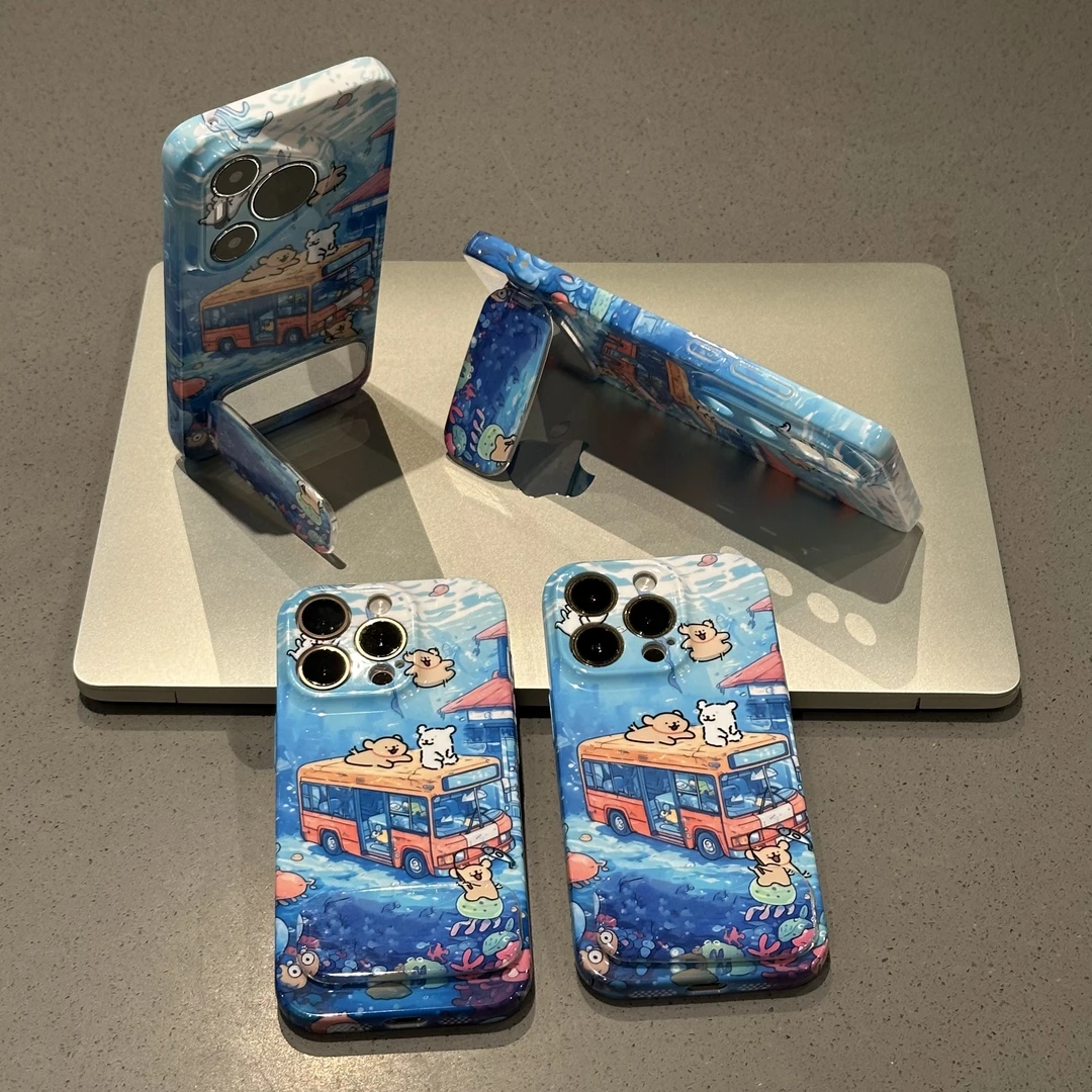 欧克里里海底巴士小狗镜面支架适用苹果16手机壳华为vivo小米oppo