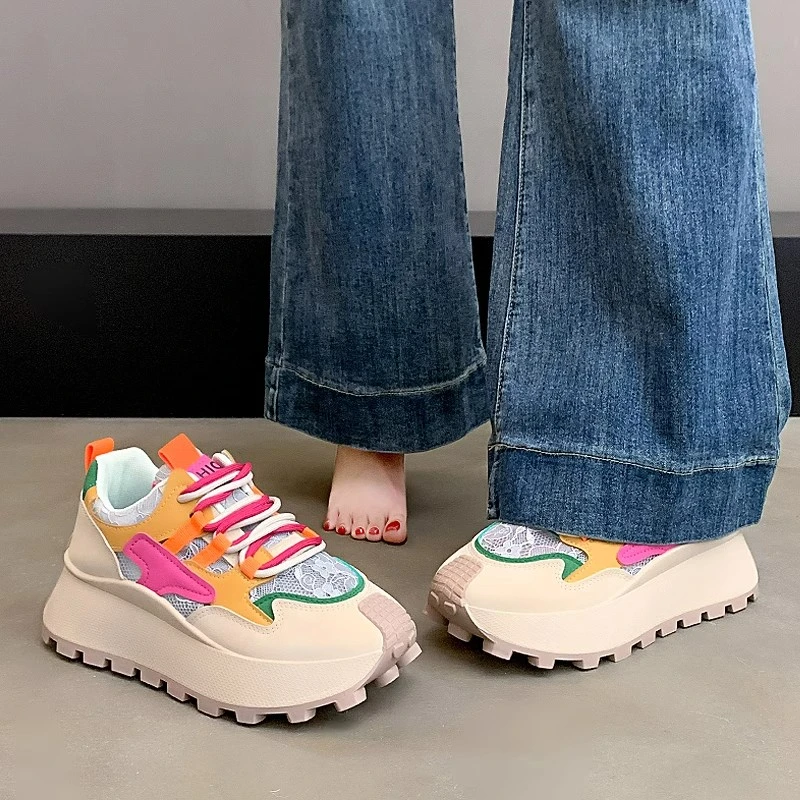 老爹鞋女款2025新款春季厚底增高阿甘运动鞋配阔腿裤时尚百搭爆款