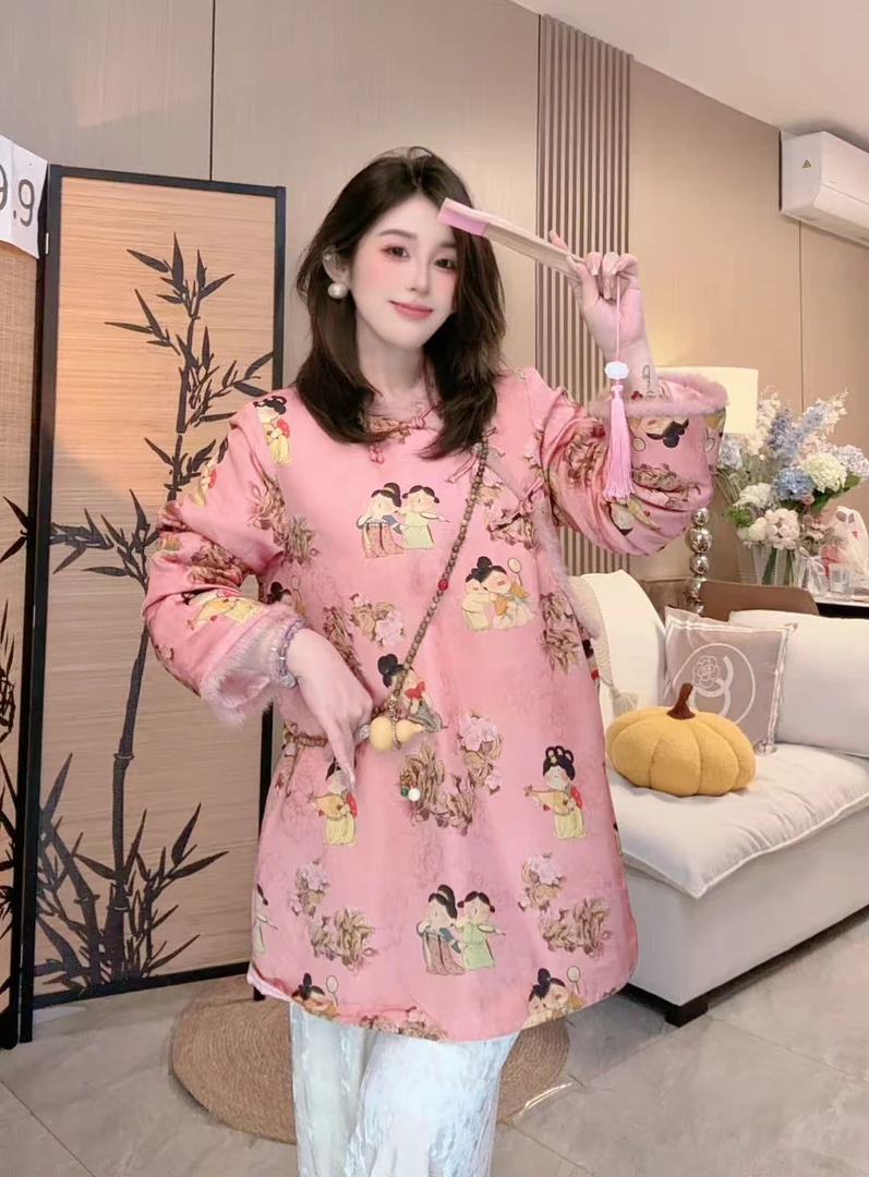 【小唐人】新中式高级感时尚唐装冬季女装宽松斜襟上衣