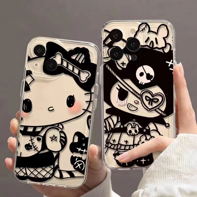 暗黑风KT猫iPhone14Pro苹果13库洛米手机壳11透明12全包xs软壳xr