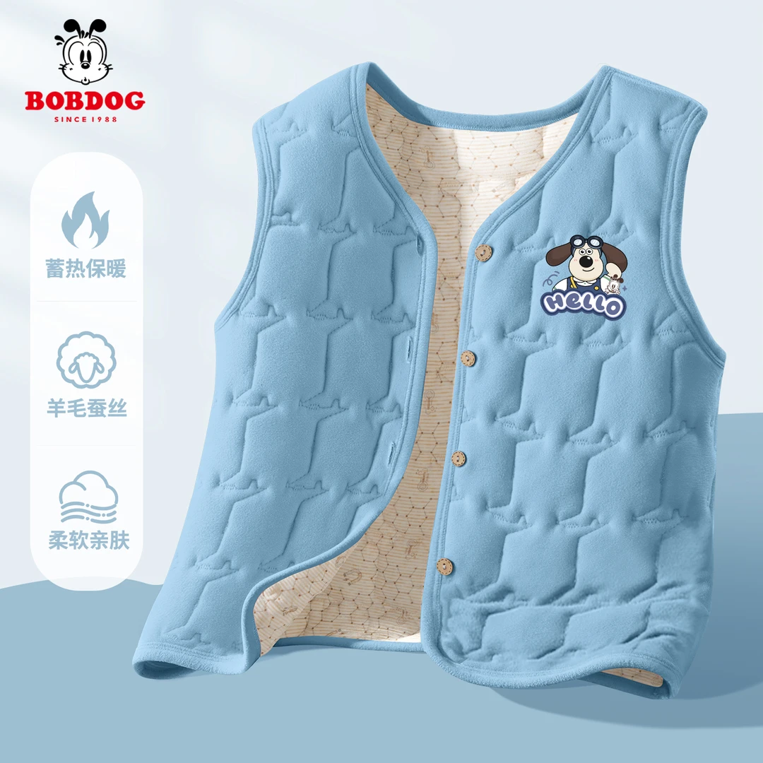 巴布豆卡乐男童马甲秋冬加绒加厚保暖校服内搭神器衣服女大童背心
