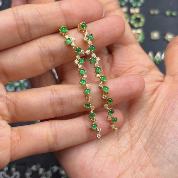 田***～翡翠银S925镶嵌耳饰