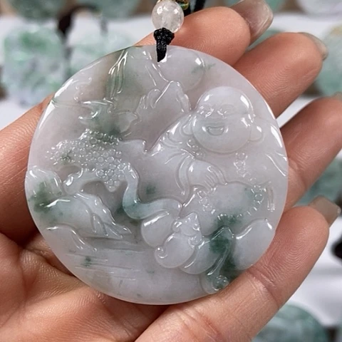 翡翠颈饰未镶嵌逍遥佛福利