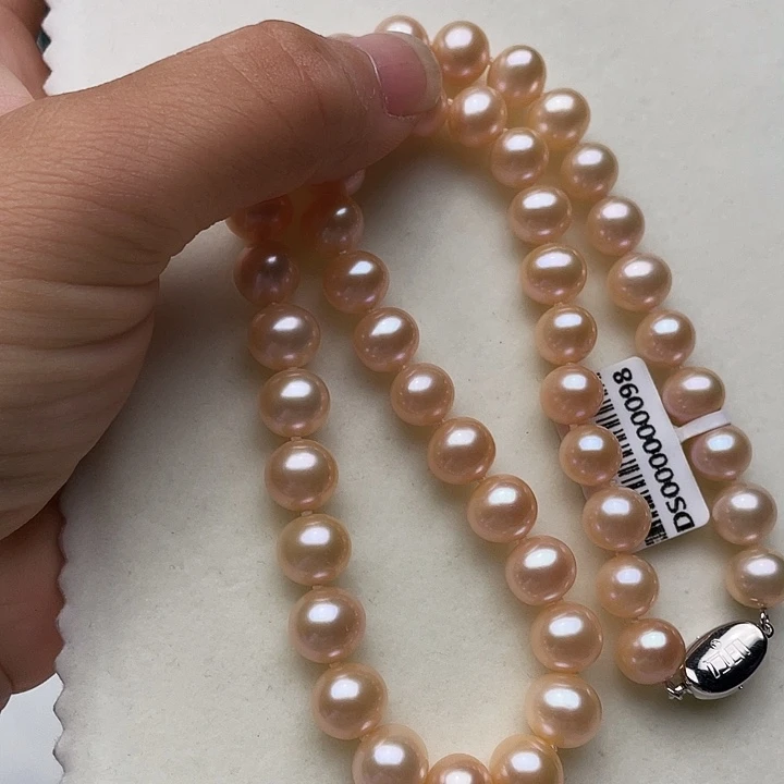 淡水珍珠银S925镶嵌颈饰卡9➕高品极光中国红毕业级