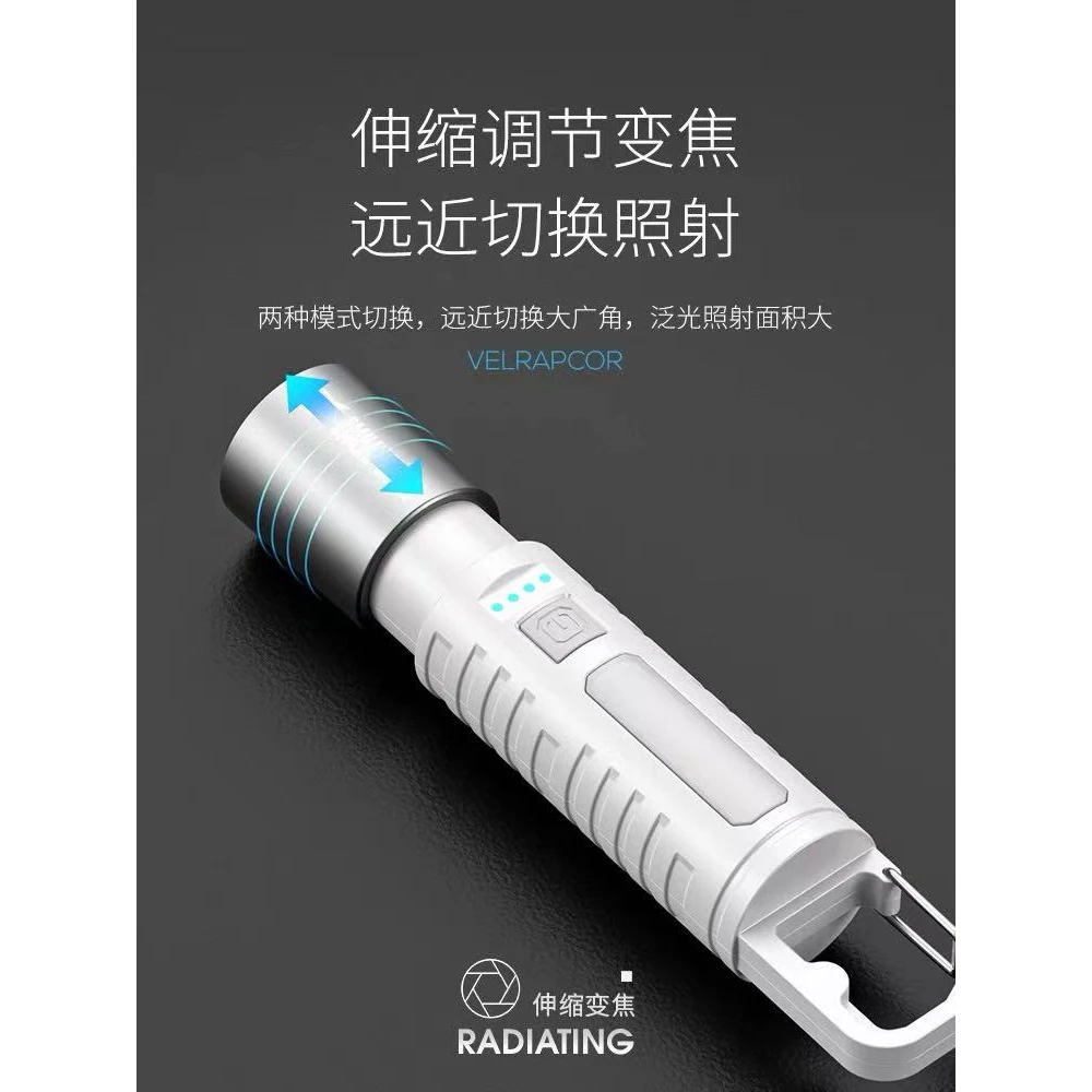 强光可变焦强光充电手电筒1个