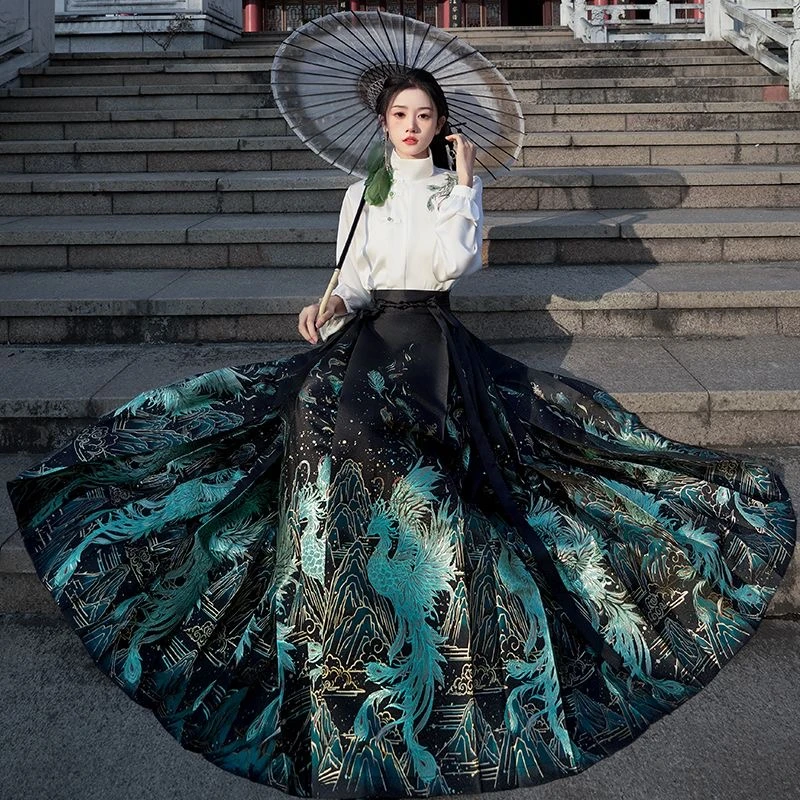 【九璃】羽鸾青青马面裙气质绿色复古古风长款中国风汉元素仙气飘逸