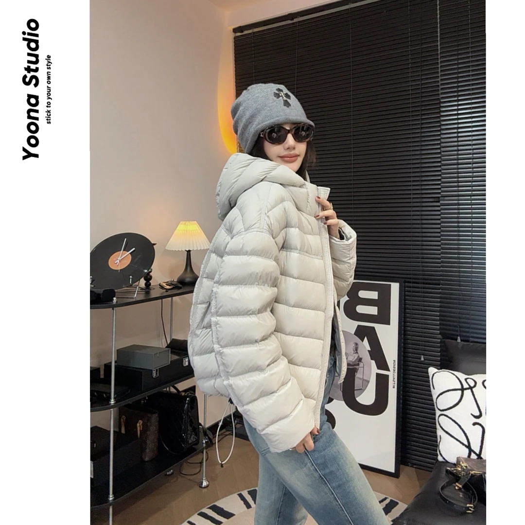 q【U娜】冬季极简风连帽泡芙短款羽绒服