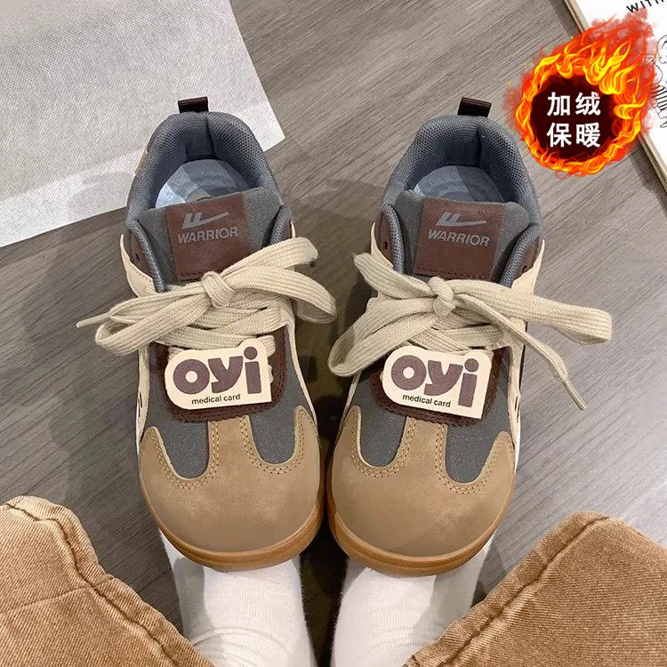 回力复古美拉德鞋子女款2025冬季加绒爆款女鞋通勤百搭软底休闲鞋