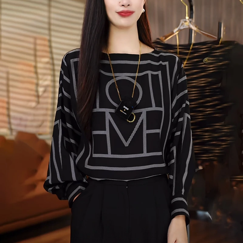 2025秋季新款女黑色长袖T恤时尚减龄显瘦洋气别致打底小衫上衣