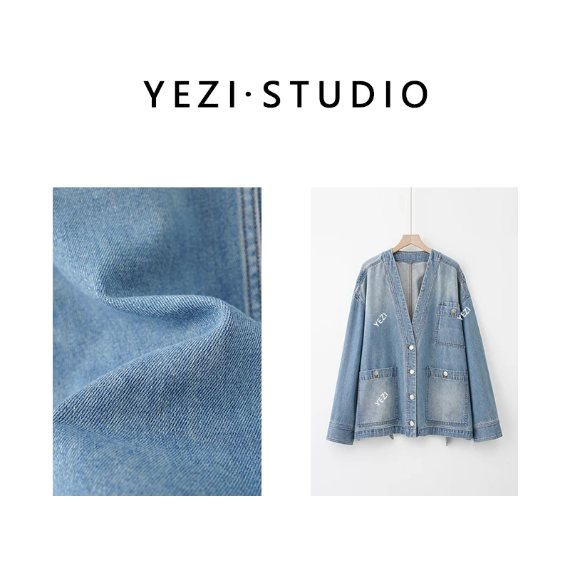 【怀旧先锋】25早春全棉牛仔浅裸粉调水洗VTG无领夹克25115101-2/26