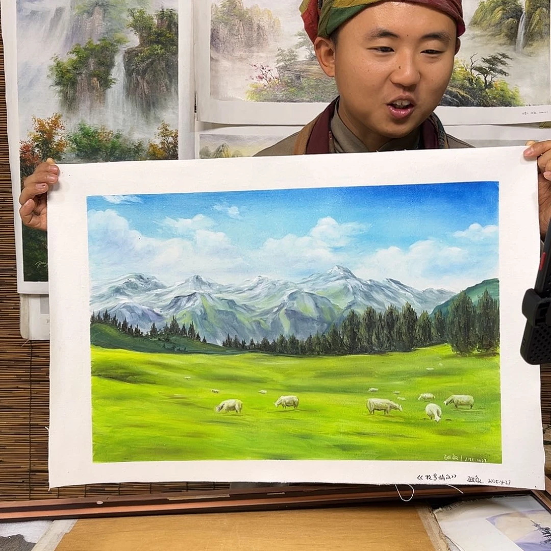 油画纯手绘国画山水画