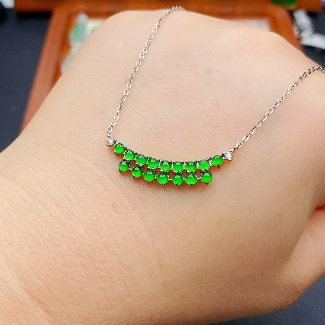 颈饰银S925镶嵌翡翠