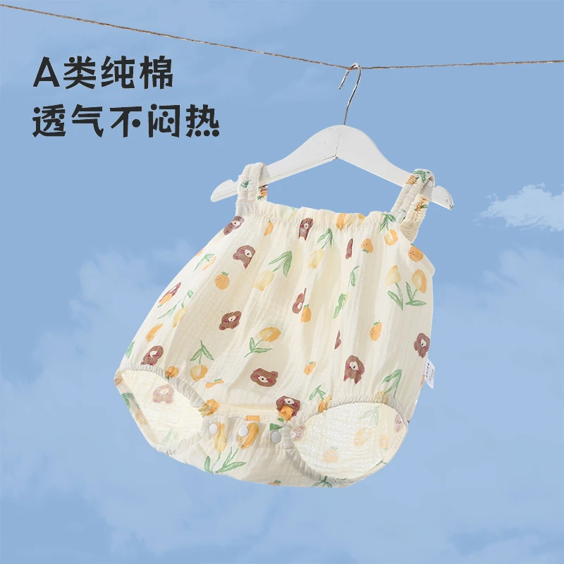 新生儿婴儿连体衣宝宝爬爬服吊带包屁衣超萌夏装夏季薄款三角哈衣