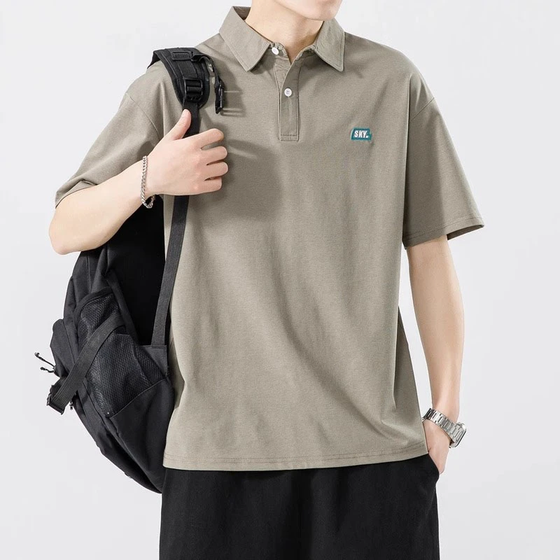 日系复古纯色短袖t恤男士2025年夏季薄款痞帅凉感半袖翻领Polo衫