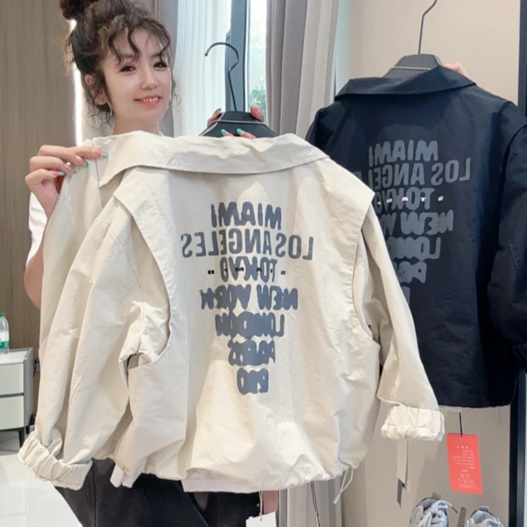 儿童秋季新款外套假两件夹克洋气潮宽松中大童韩版时尚休闲