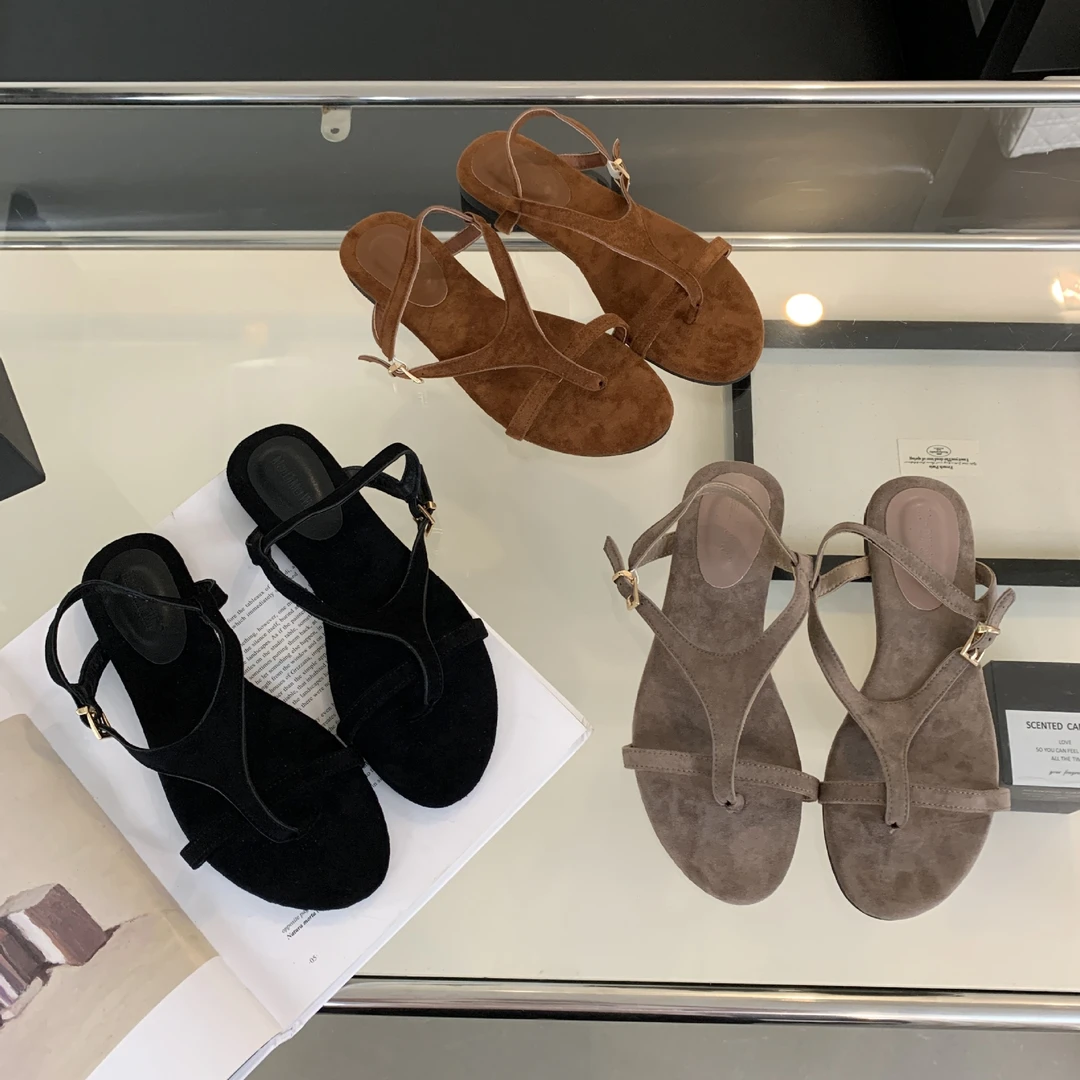 百搭百搭3-8~平底小众法式夹趾人字凉鞋仙女鞋子2025年夏季新款罗