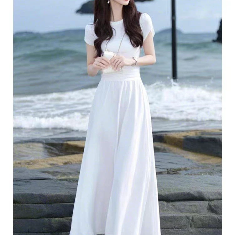 正品哥家新款2025女夏装精致气质名媛女神范长裙海边度假连衣裙