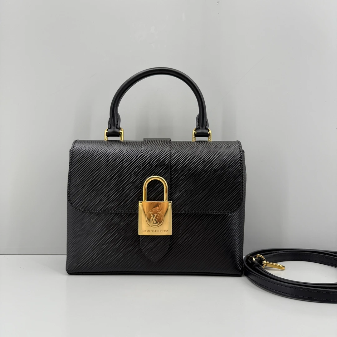95新 LouisVuitton/路易威登 优选/LockyBB黑色水波纹锁头包20x16