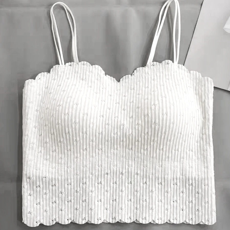 蕾丝内搭防走光吊带美背女中长款固定杯打底内衣抹胸