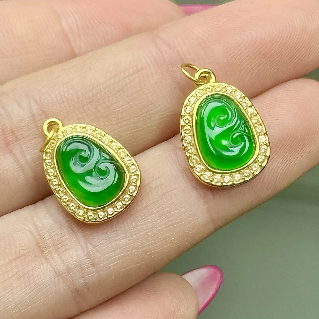 【CH】18k金翡翠如意吊坠（多样性发其一）