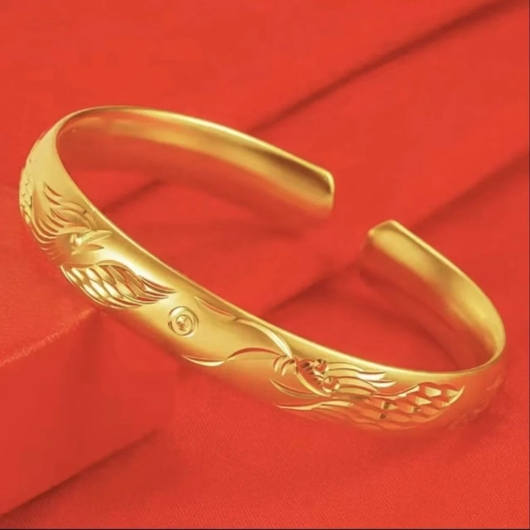 合金手镯 【龙凤手镯】女款妈妈时尚古法精美龙凤呈祥素款可调节