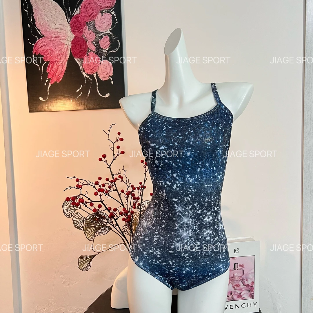 JIAGE-【银河繁星】气质细带三角身显瘦专业竞速游泳连体泳衣-2517