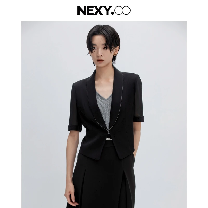 【婷婷专属】NEXY.CO/奈蔻外套气质短款夏季黑色春夏职业XA02020W0