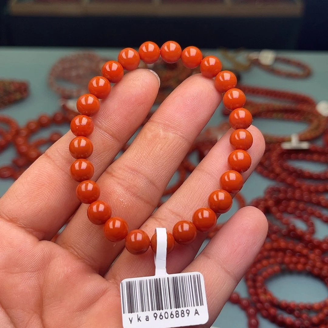南红玛瑙未镶嵌手链柿子红卡7 +