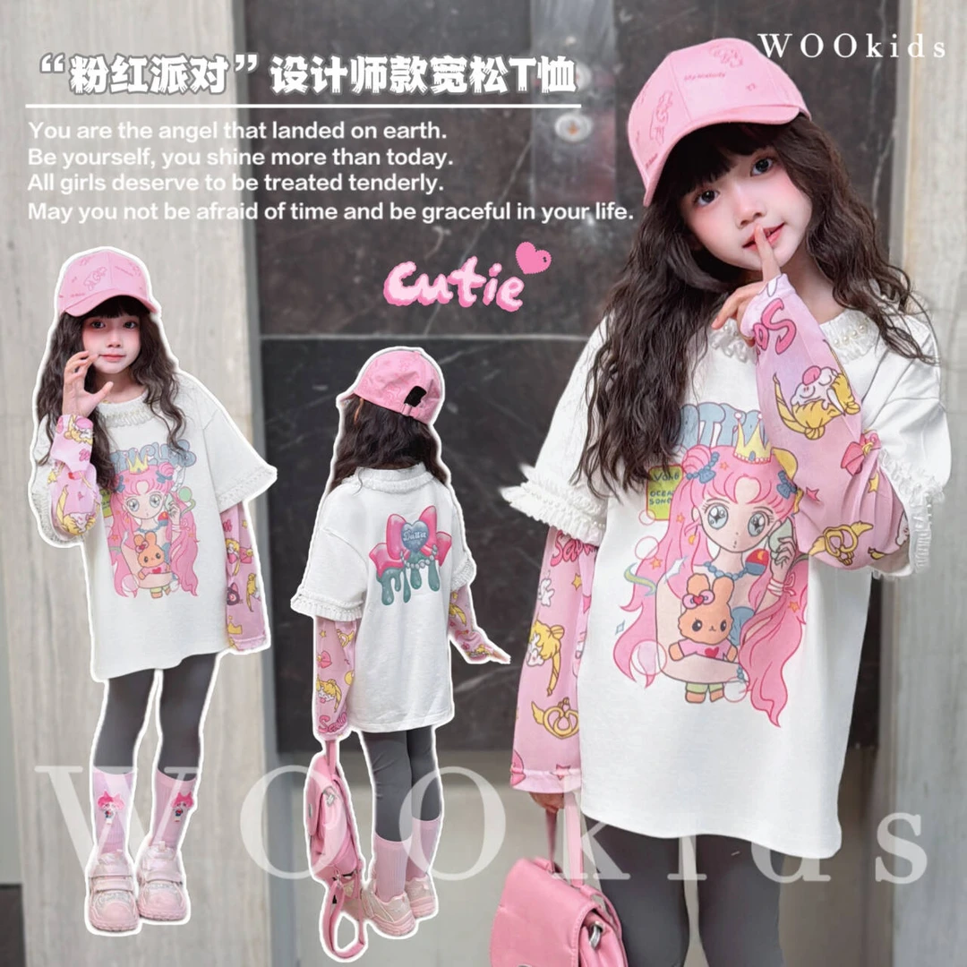 现货-WOOkids8【少女派对】亲子兄妹童装高定短袖T恤 W25011906