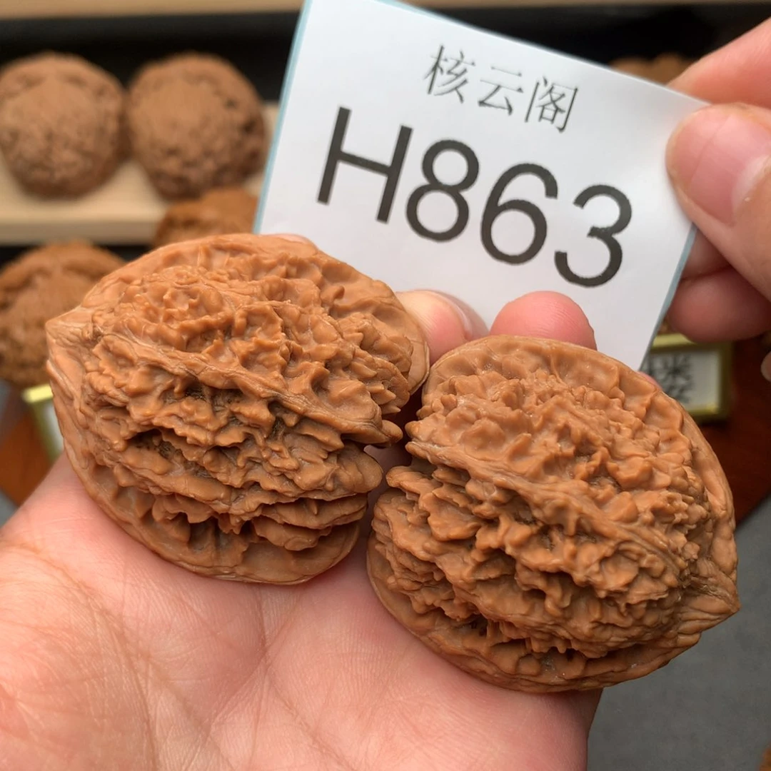 文玩核桃把件42边肚同尺全品红皮满天星克重48.1克精对