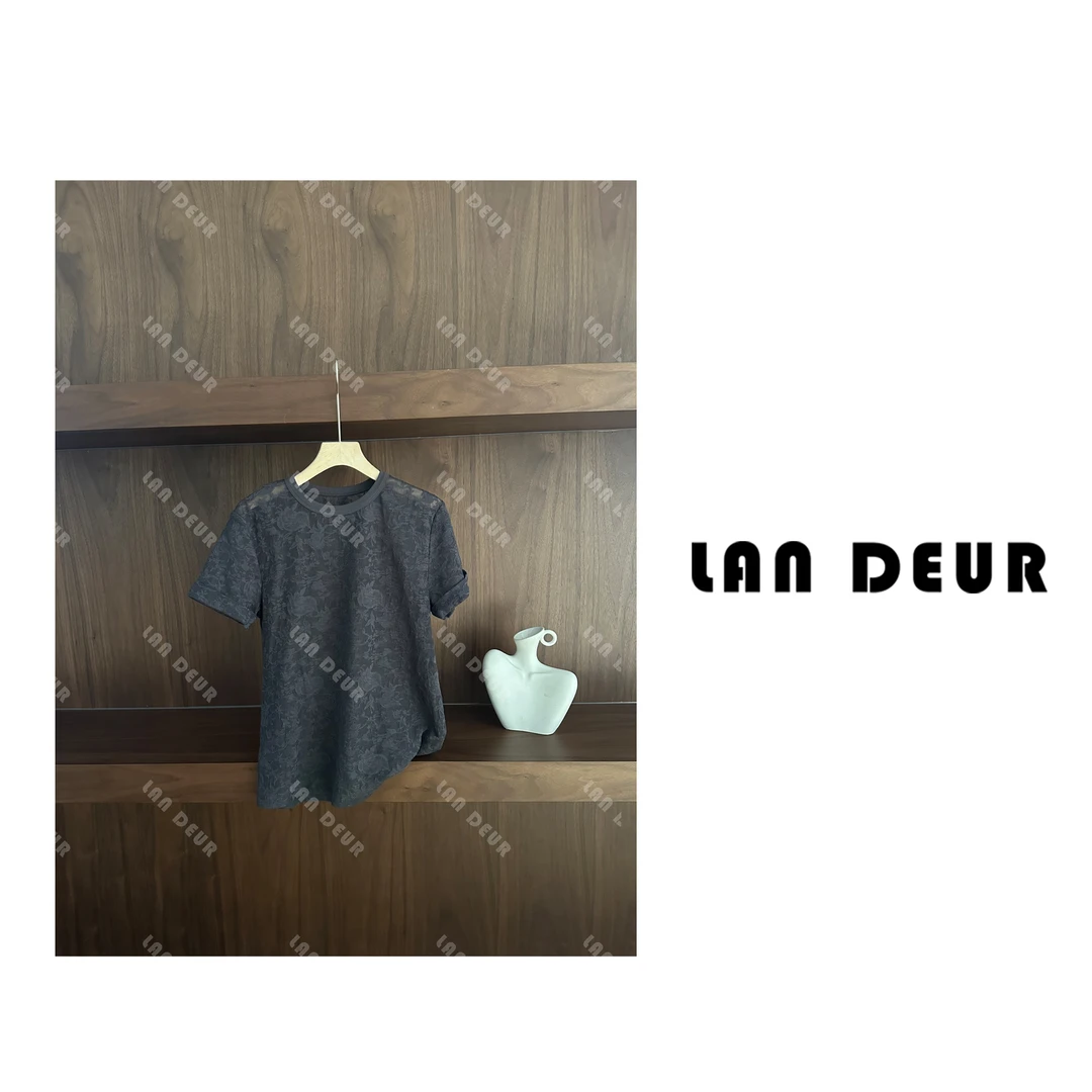 JIUJIU【丁达尔盛夏】莱赛尔提花短袖设计感透气重工百搭T恤