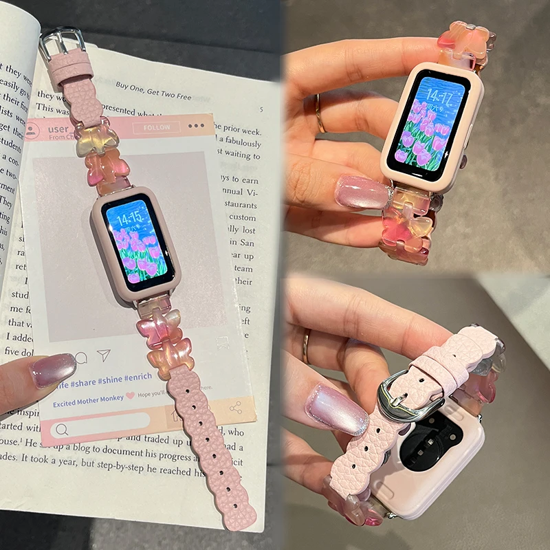 适用于华为手环表带band10/9/8波浪纹树脂皮腕带荣耀手环10/9透气