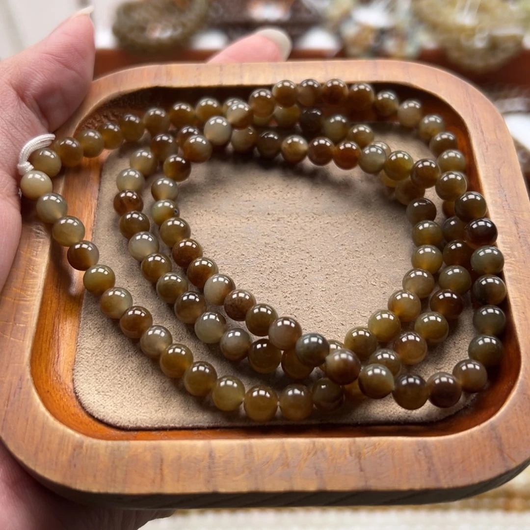 毛衣链未镶嵌和田玉珠串6mm