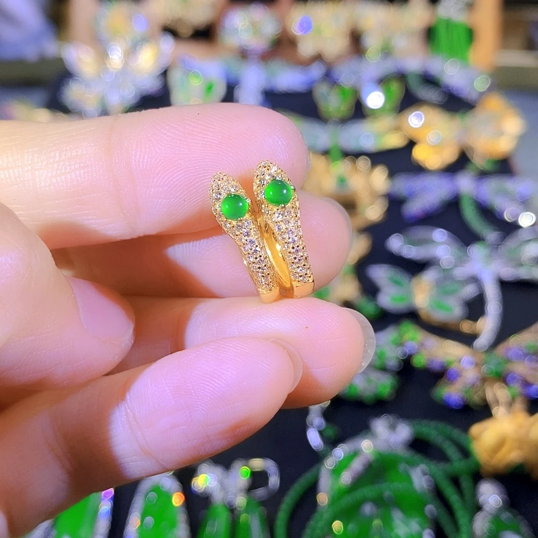 吊坠(不含链)银S925镶嵌翡翠