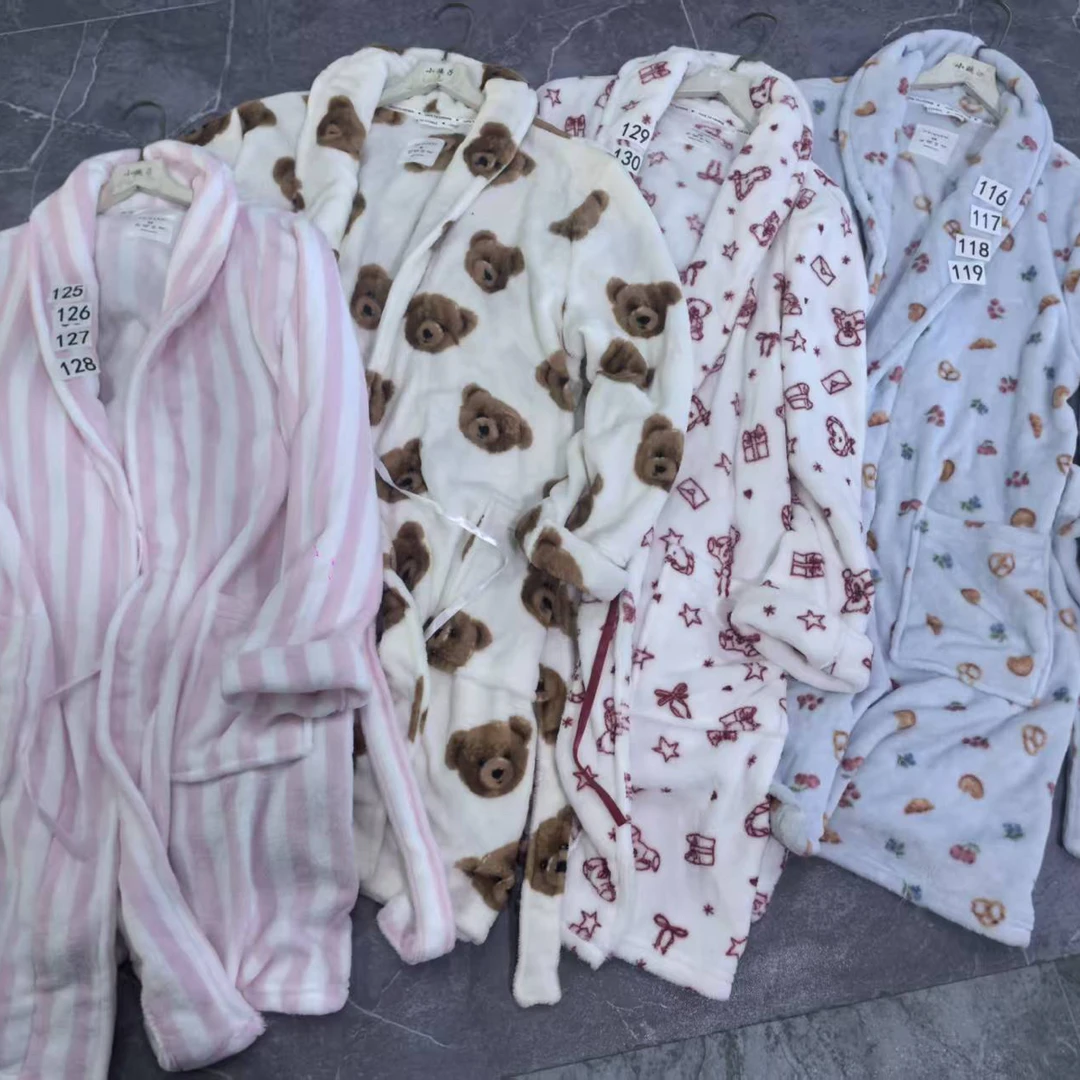 睡衣款秋冬季睡袍浴袍开衫甜美可爱长款睡裙家居服