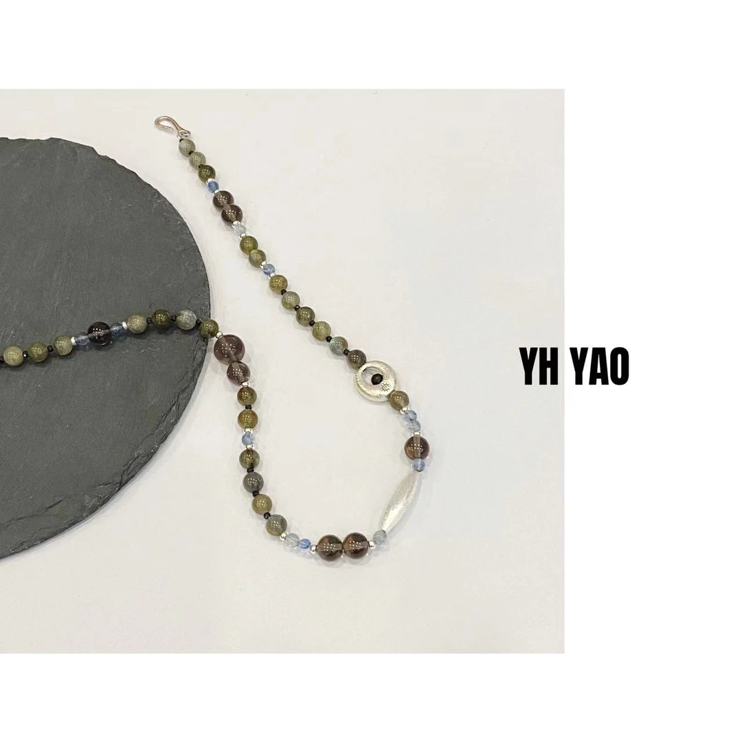 YH·YAO/姚雨何 吊坠925银 2025小众设计师配色款茶色系列项链
