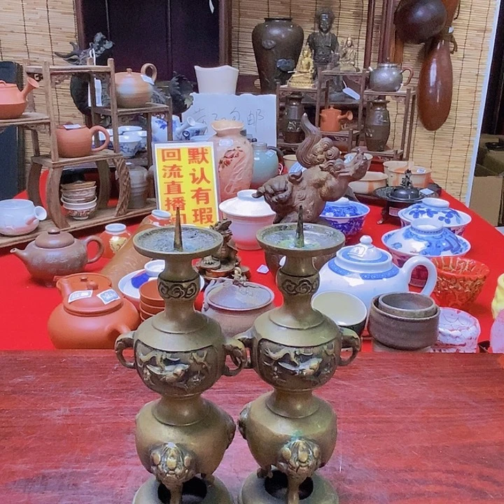 铜制家用烛台一对